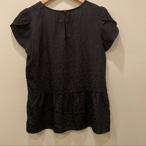 7. Loft Black on Black Heart Printed Short Sleeve Blouse - Picture 4 of 7